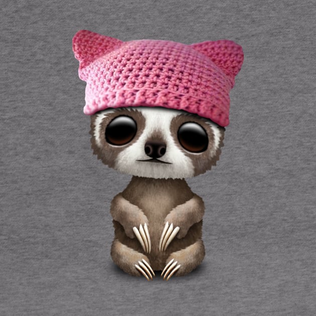 Cute Baby Sloth Wearing Pussy Hat by jeffbartels